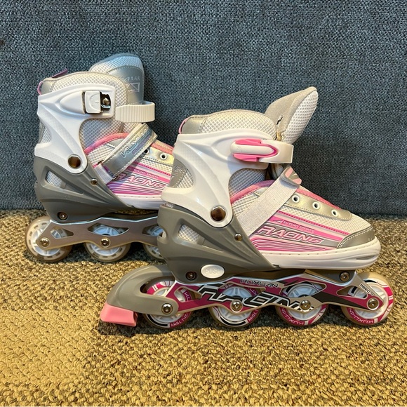 Kuxuan Adjustable Inline Skates with Illuminating  Wheels, Kids Girls (3-6Y) - Picture 1 of 8